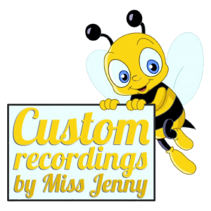 tiny baby bee holding a custom recordings sign